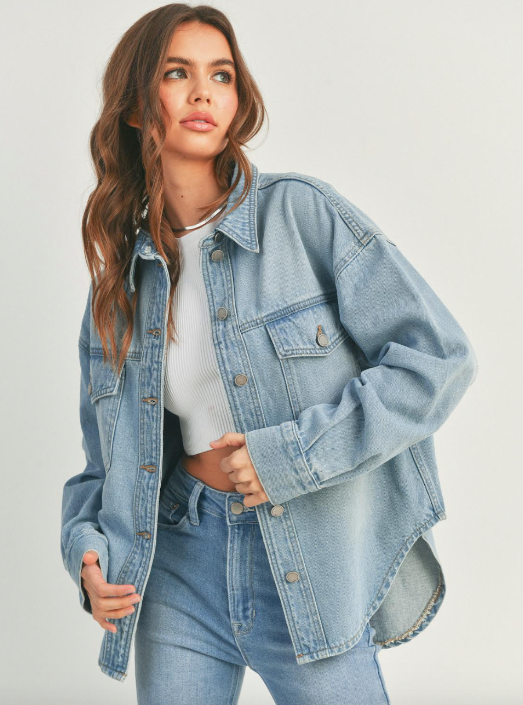 Rowyn Light Denim Shacket– LADYCO